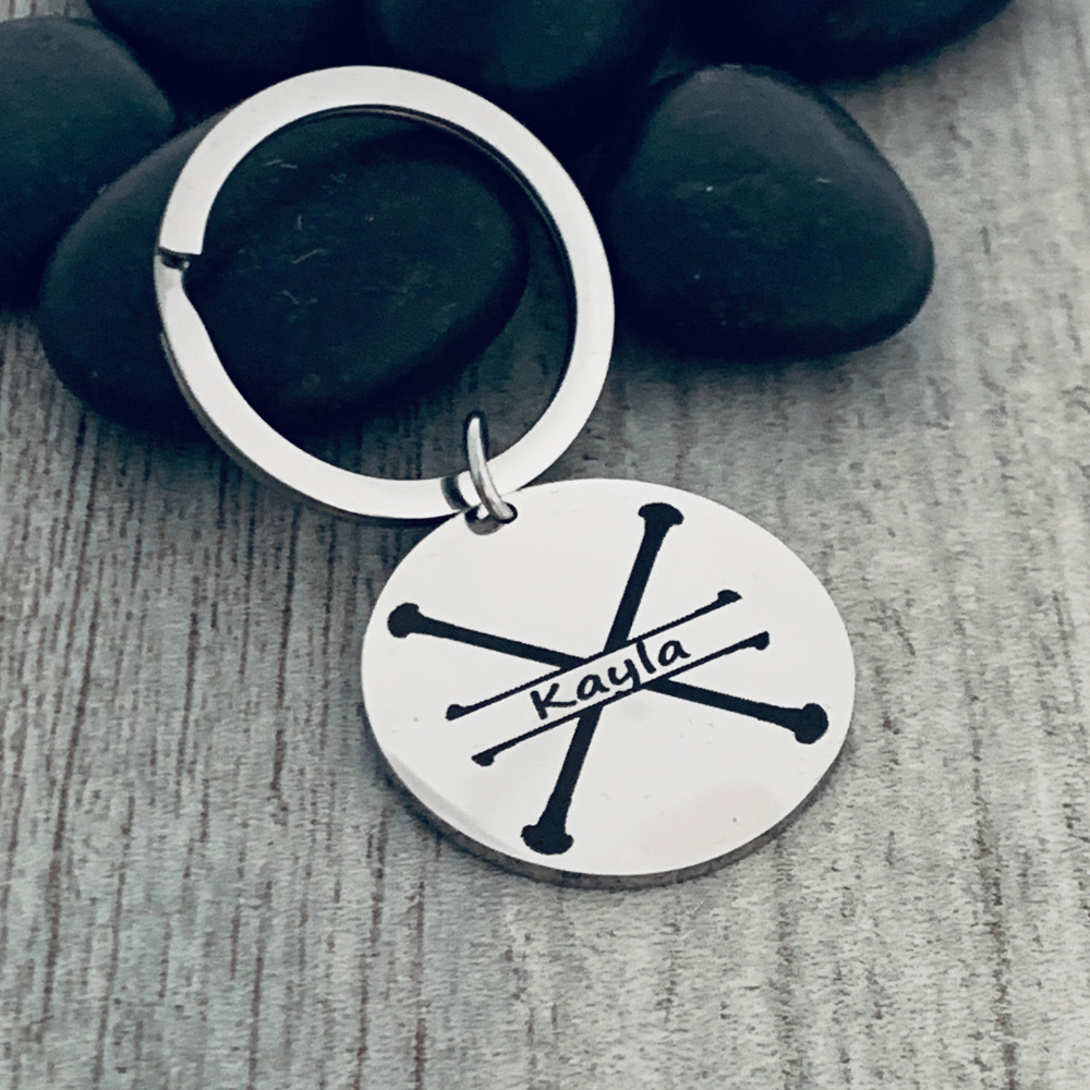 Personalized Engraved Baton Twirling Keychain