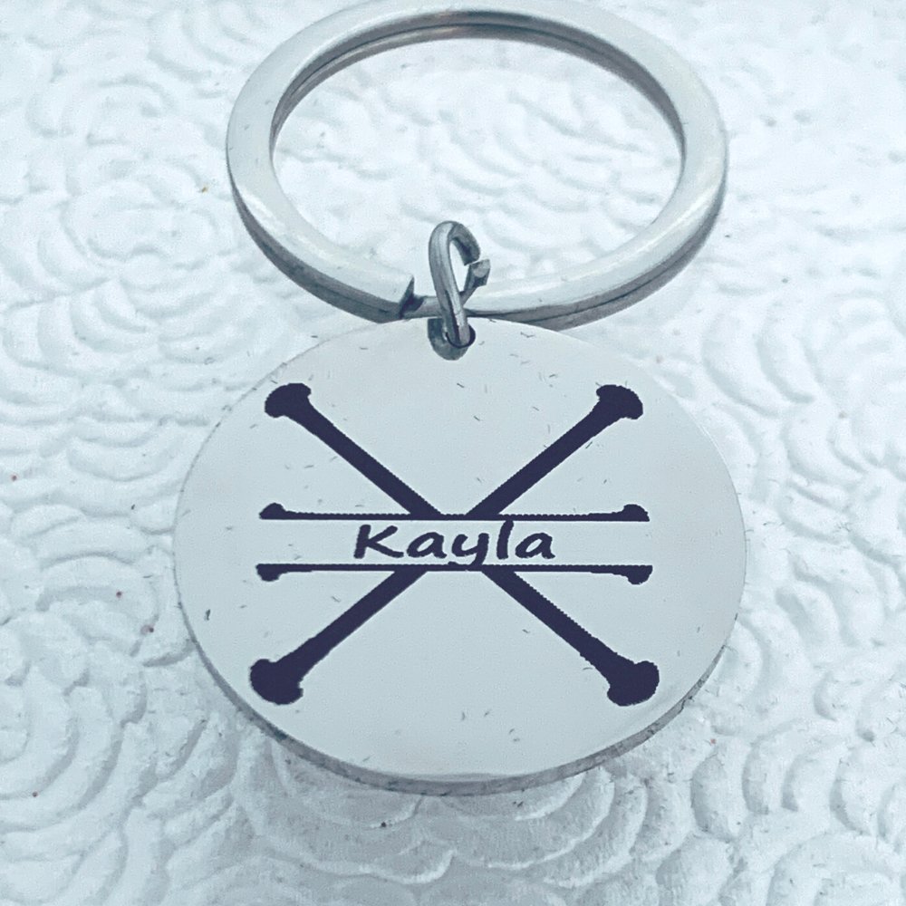 Personalized Engraved Baton Twirling Keychain