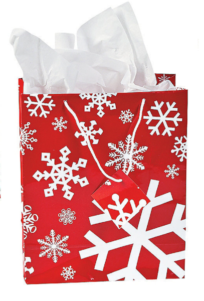 White Snowflakes, Christmas Shopping Bags