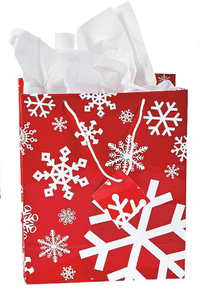 Medium Red White Snowflake Gift Bag