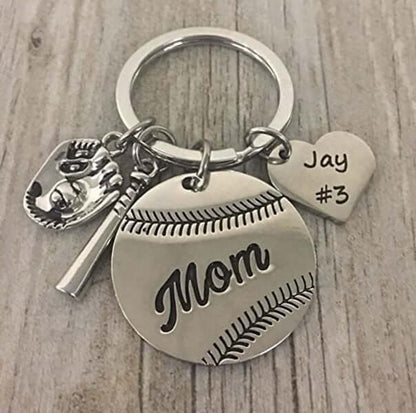 Baseball Mom Keychain with Charms