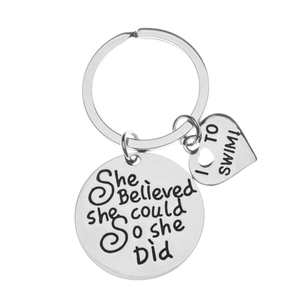 Swim Keychain - She Believed She Could So She Did