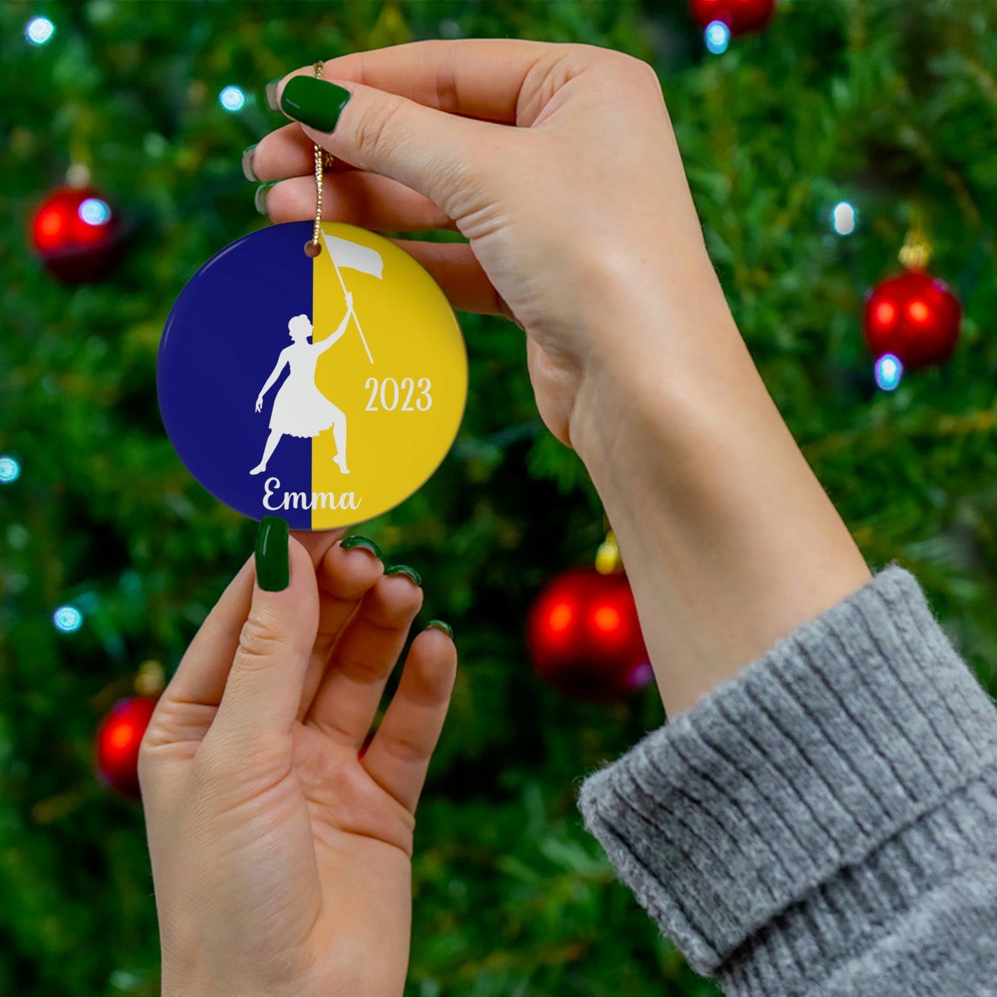Personalized Color Guard Ceramic Christmas Ornament