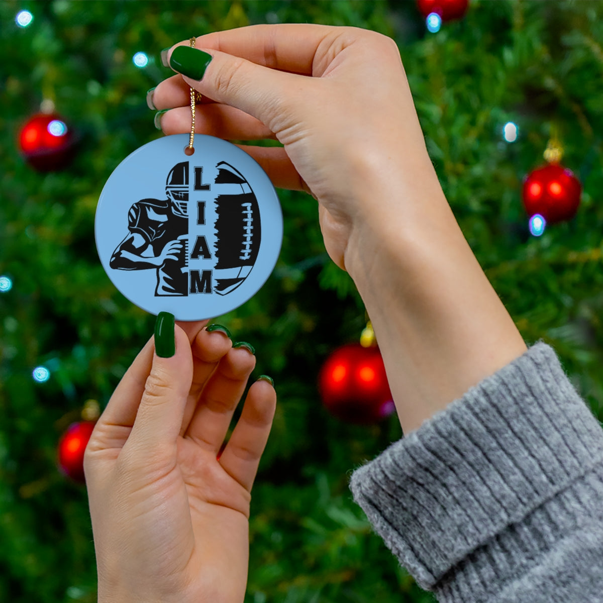 Personalized 2025 Football Christmas Ornament