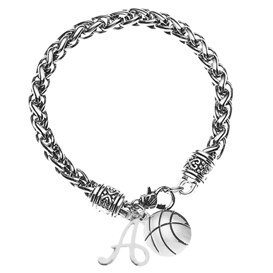 Personalized Basketball Bracelet with Letter Charm