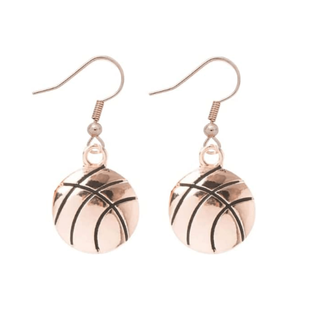 Basketball Rose Gold Earrings - Sportybella