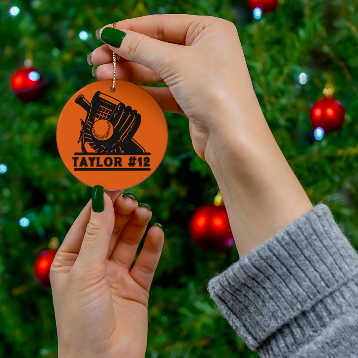 Baseball Ornament, Personalized Baseball Christmas Ornament, Ceramic Tree Ornament for Baseball Players