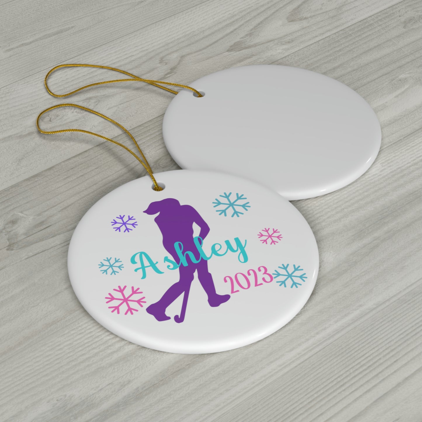Field Hockey Ornament, Personalized Field Hockey Christmas Ornament, 2023 Ceramic Tree Ornament for Women, Gift for Mom, Wife, Grandma