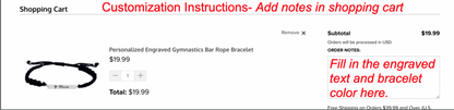Personalized Engraved Running Bar Rope Bracelet