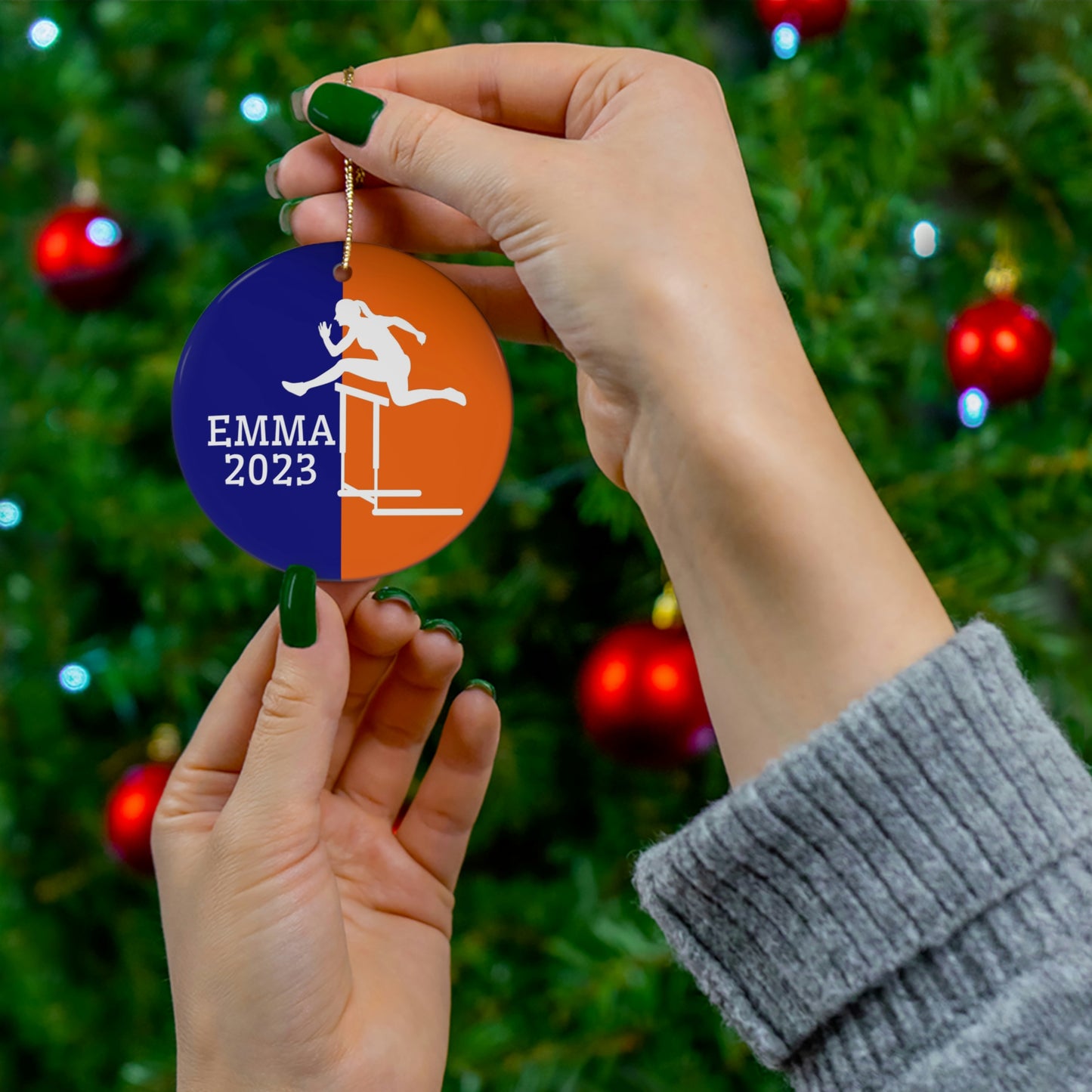 Runner Ornament, 2023 Personalized Runner Christmas Ornament, Ceramic Tree Ornament for Track and Field Players