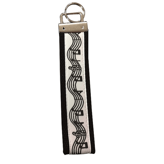 Music Note Keychain in Black and White Color