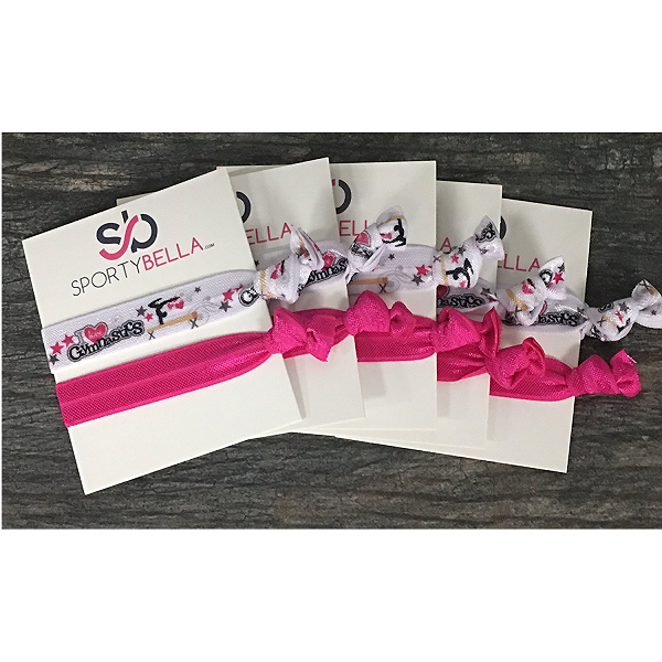 Gymnastics Hair Ties - 5 pack - Fucshia White
