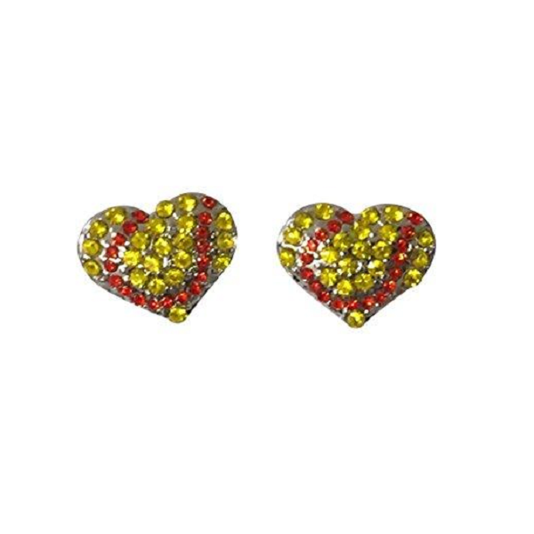 Softball Heart Rhinestone Earrings - Sportybella