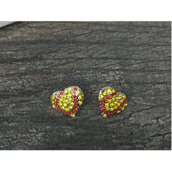 Softball Heart Rhinestone Earrings - Sportybella