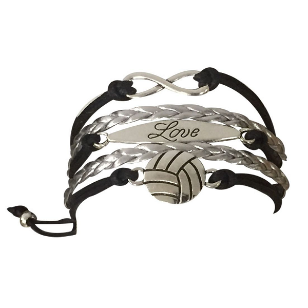  Sportybella Volleyball Charm Bracelet Black