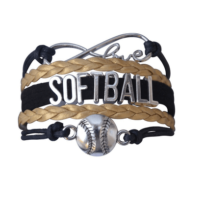 Girls Softball Bracelet - Black and Gold Color