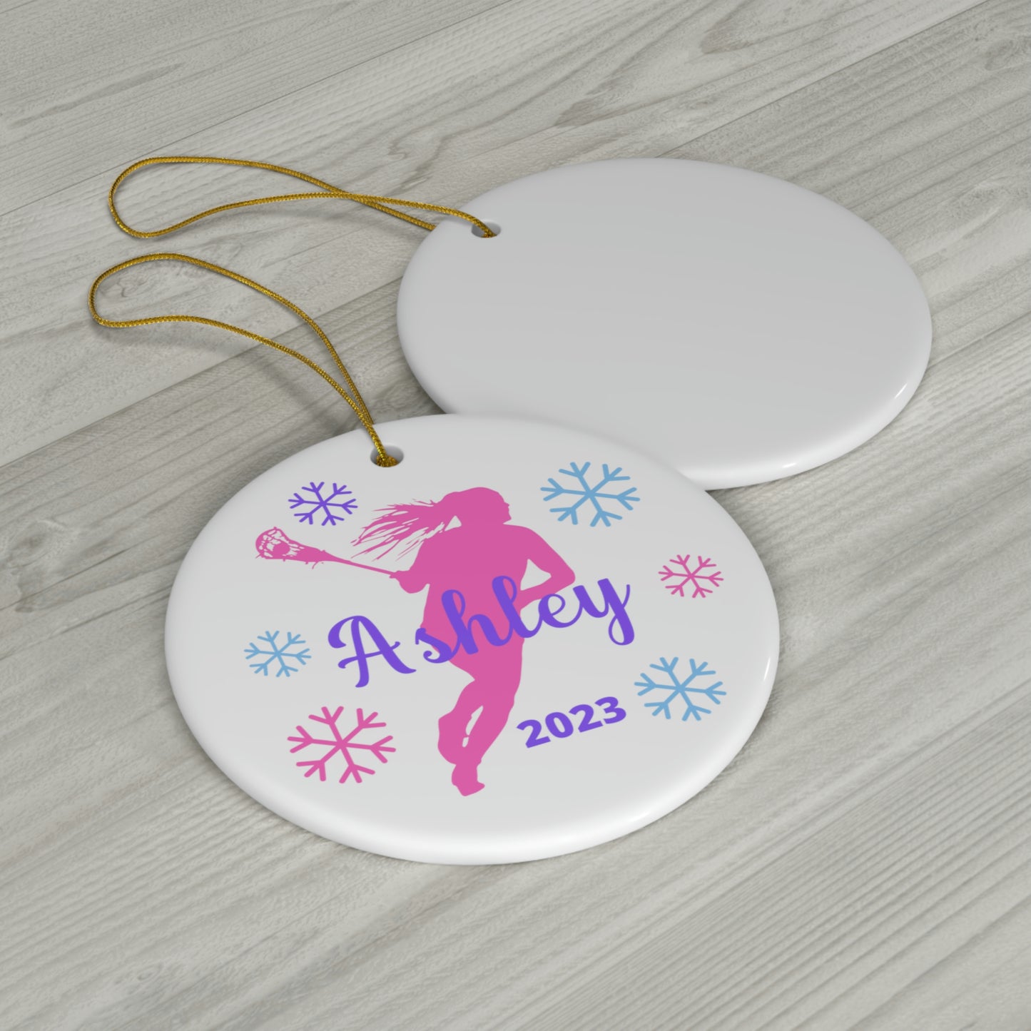 Lacrosse Ornament, Personalized Lacrosse Christmas Ornament, 2023 Ceramic Tree Ornament for Women, Gift for Mom, Wife, Grandma