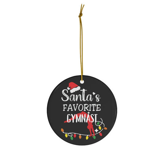 Gymnastics Ornament, Santa's Favorite Gymnast Ceramic Ornament