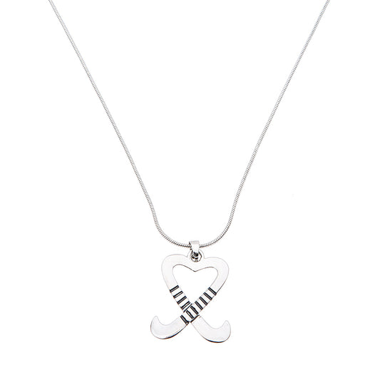 Field Hockey Heart Stick Necklace