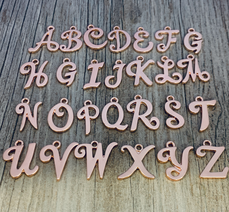 Personalized Rose Gold Sweet 16 Charm Birthday Necklace with Letter & Birthstone