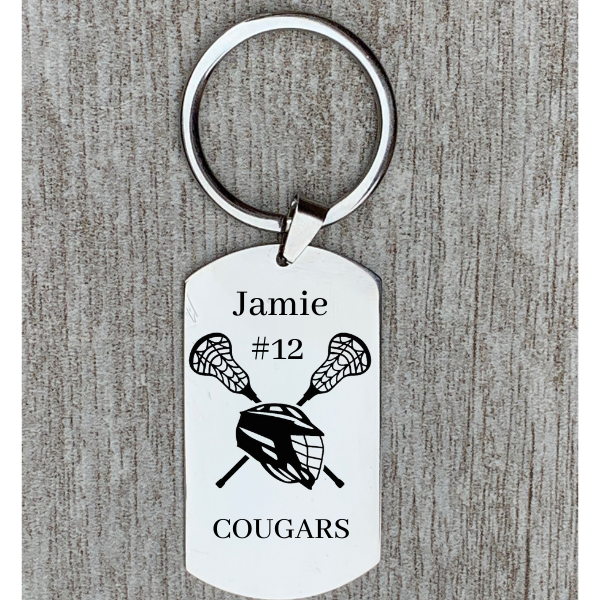 Personalized Engraved Lacrosse Keychain