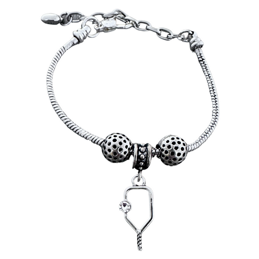 Pickleball Snake Chain Charm Bracelet