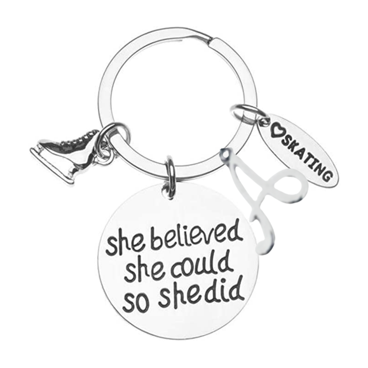 Personalized Skating She Believed She Could So She Did Keychain