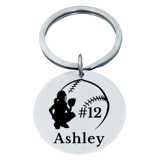 Personalized Softball Catcher Keychain