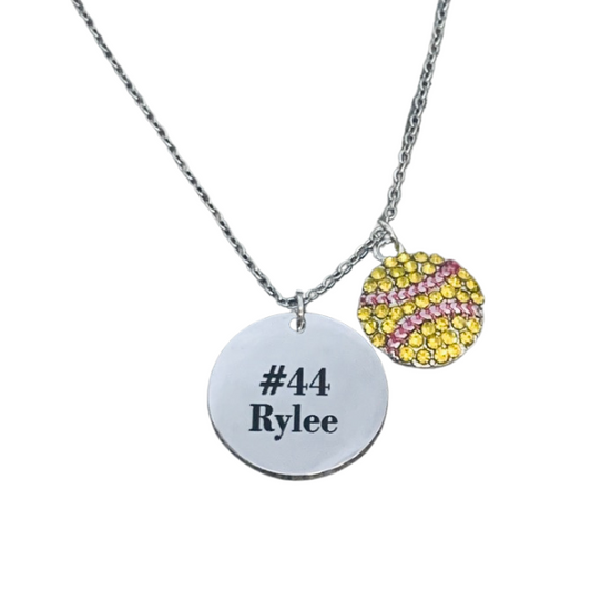 Personalized Engraved Softball Necklace