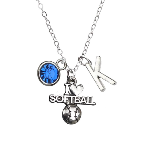 Personalized Love Softball Necklace