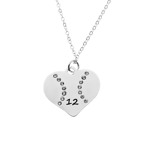 Personalized Engraved Softball Heart Necklace