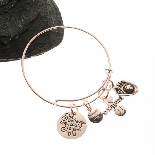 Softball She Believe She Could So She Did Bangle Bracelet - Sportybella