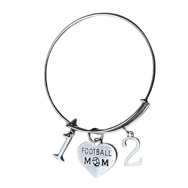 Football Mom Bangle Bracelet with Players Numbers
