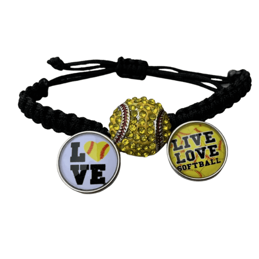 Softball Adjustable Snap Charm Rope Bracelet