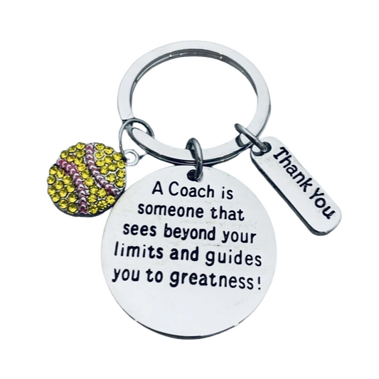 Softball Coach Keychain- Sees Beyond Your Limits & Guides You to Greatness