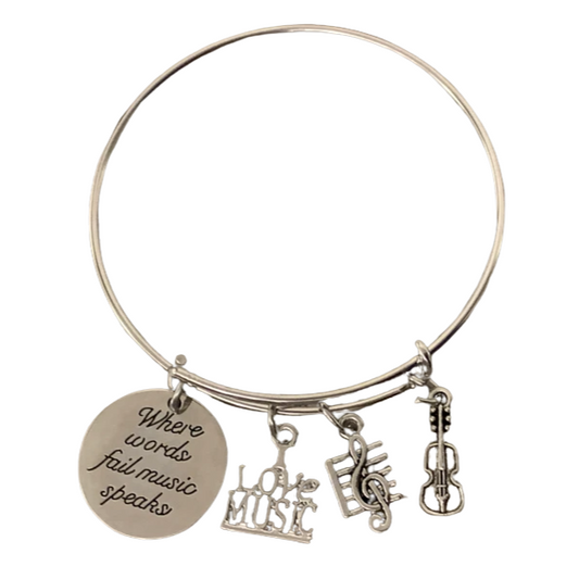 Violin Bracelet - Where Words Fail Music Speaks Bangle