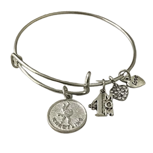 Wrestling Mom Charm Bangle Bracelet