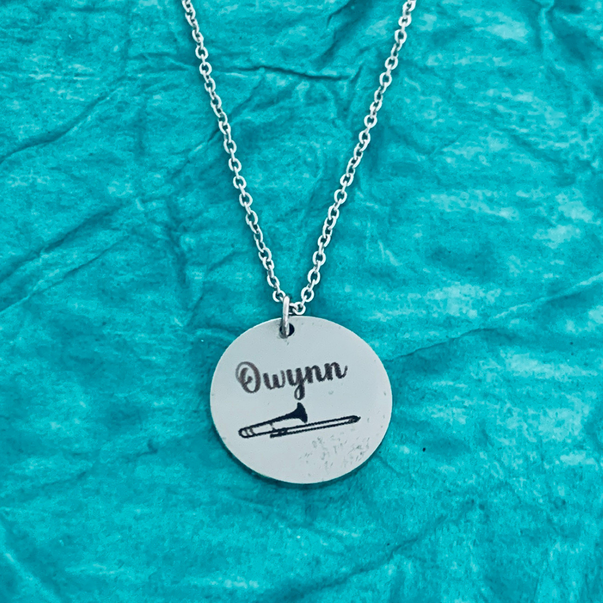 Personalized Trombone Charm Necklace