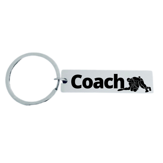 Personalized Engraved Wrestling Coach Bar Keychain