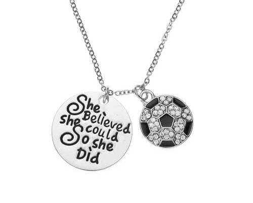 Soccer necklace with rhinestones soccer ball charm