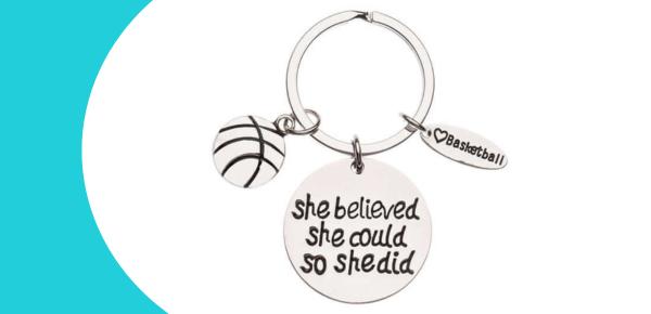 Basketball keychain with an inspirational quote