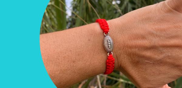 Football bracelet in black color with football mom charm