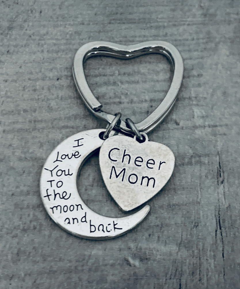 Cheer mom keychain with moon charm