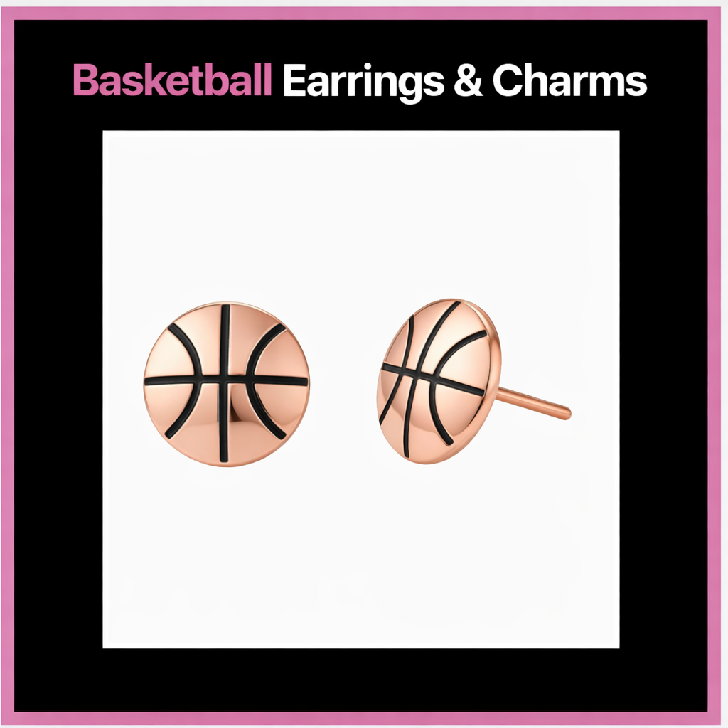 Basketball Earrings and Customizable Charms