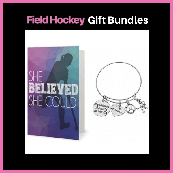 The field hockey bundle consisted of a card and bracelet