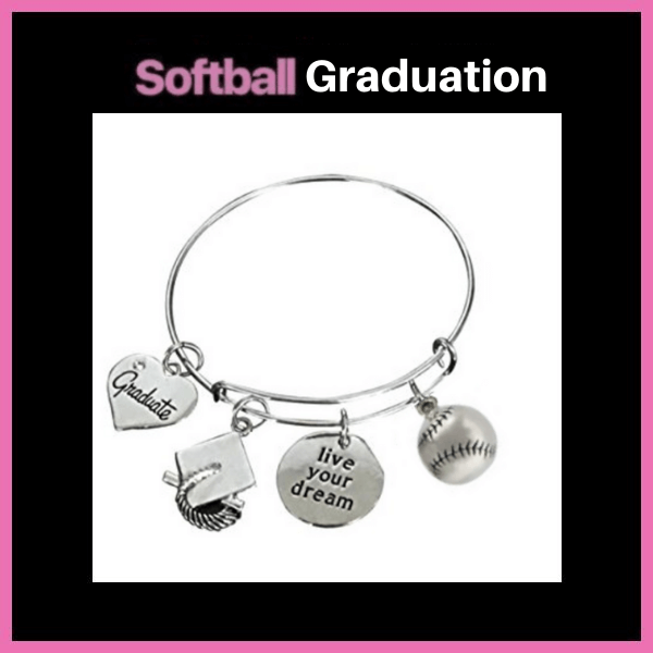 Softball bracelet with customizable charms as a graduation gift