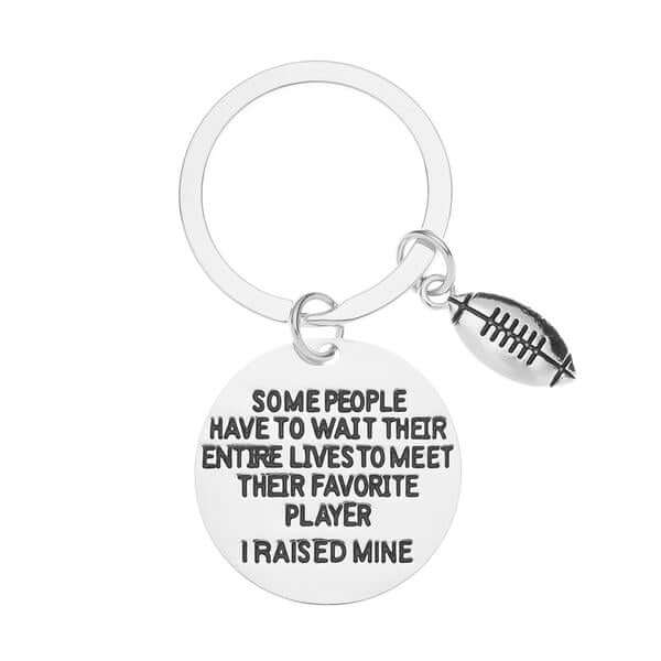 Football mom keychain with an inspirational quote