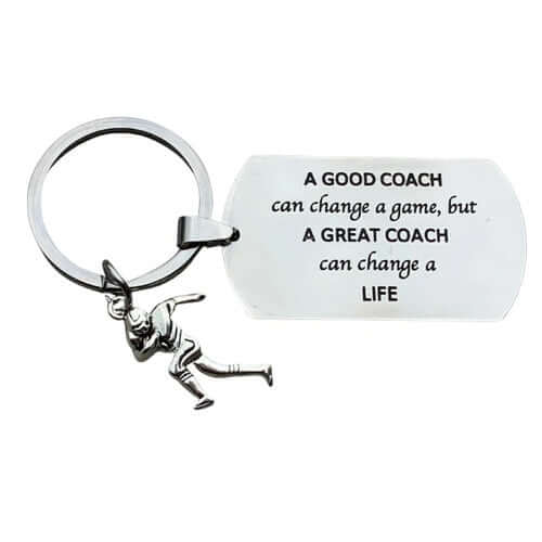 Personalized football keychain with an inspirational quote