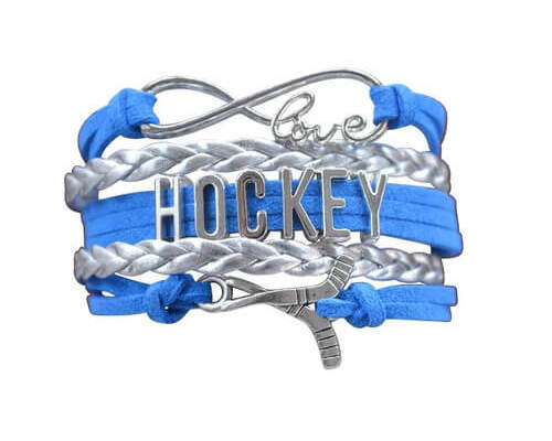 Infinity ice hockey bracelet in blue color