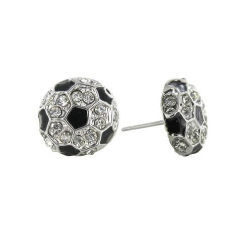 Soccer earrings with rhinestones